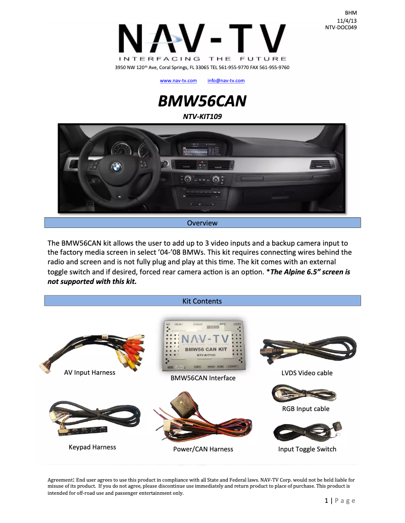 Image de la première page du manuel de l'appareil NVT-KIT109