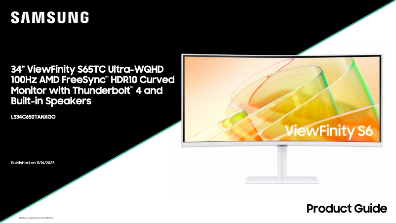 Page 1 de la notice Manuel utilisateur Samsung ViewFinity S65TC