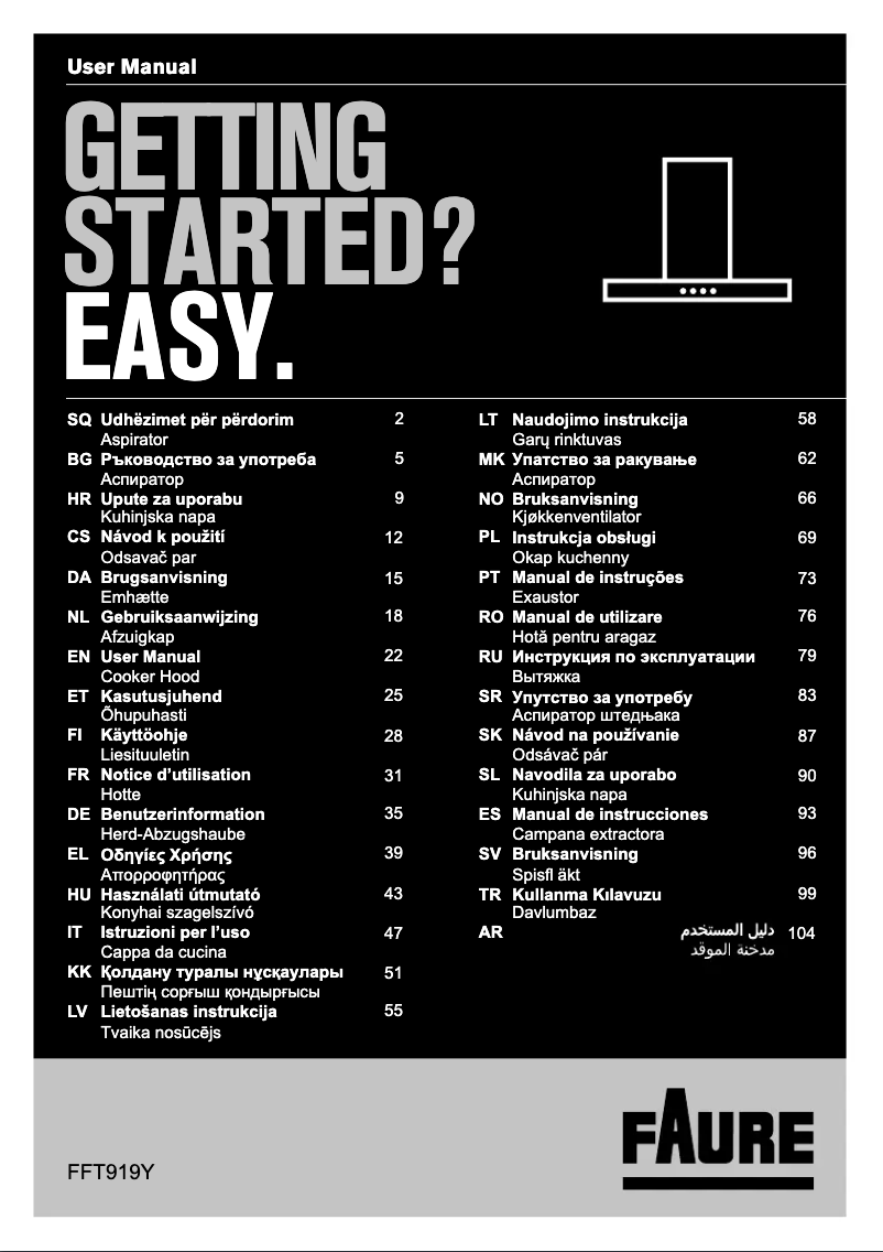 Page 1 de la notice Manuel utilisateur Electrolux FFT919Y