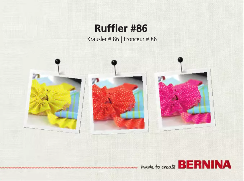 Page n°1 - Manuel utilisateur Bernina 86