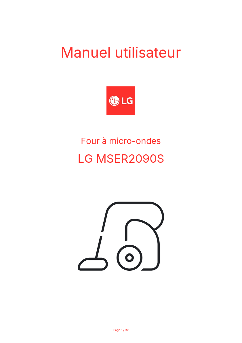 Page n°1 - Manuel utilisateur LG MSER2090S