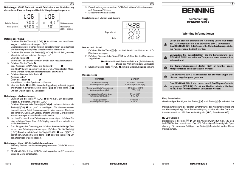 Image de la première page du manuel de l'appareil SUN 2