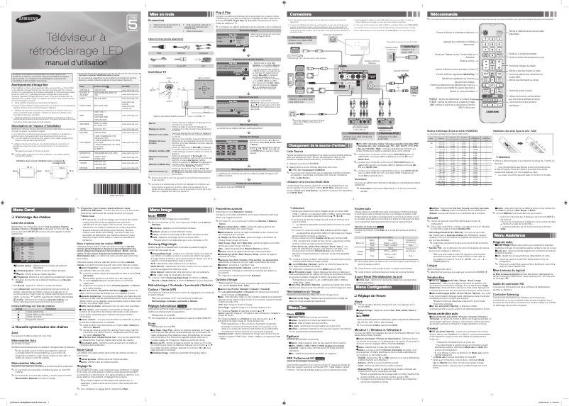 Page 1 de la notice Manuel utilisateur Samsung UA46EH5000R