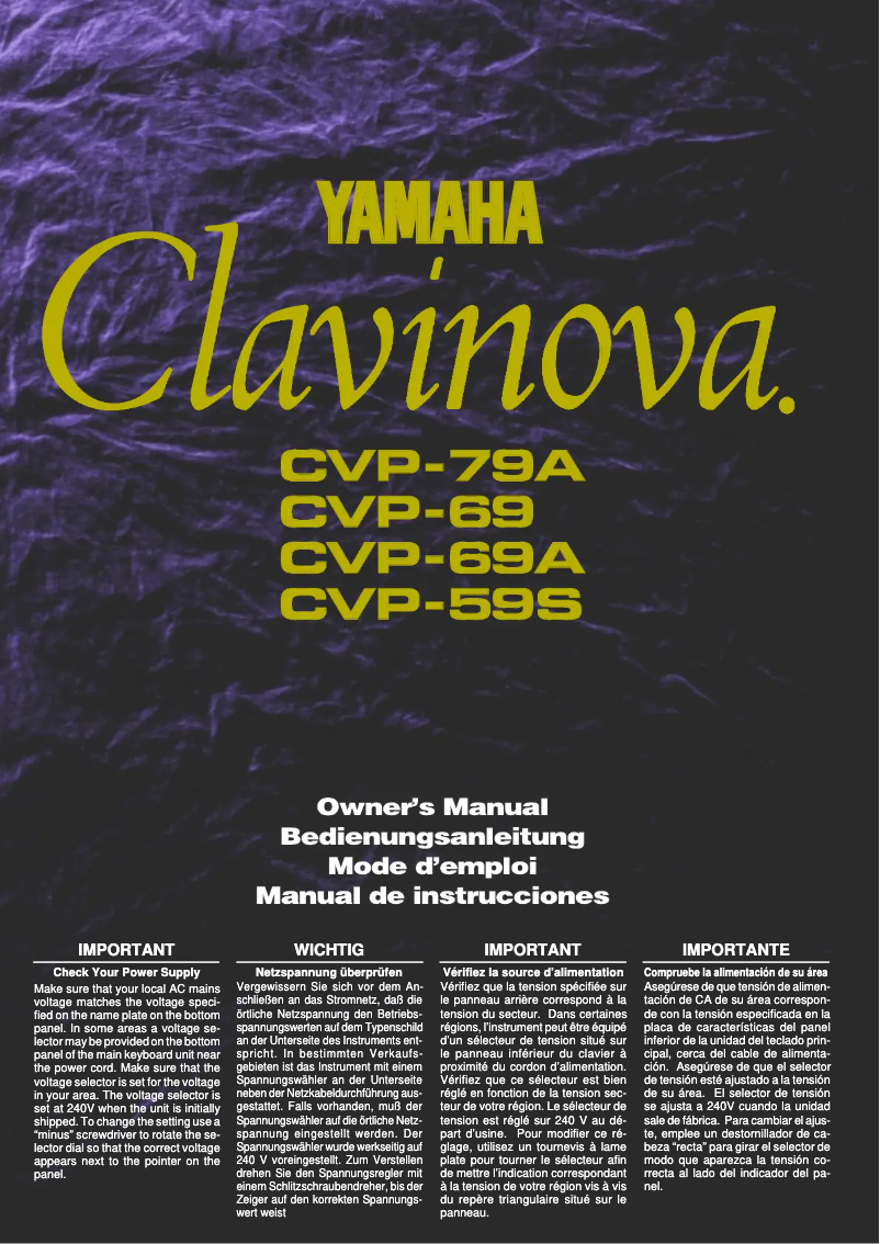 Page n°1 - Manuel utilisateur Yamaha Clavinova CVP-69