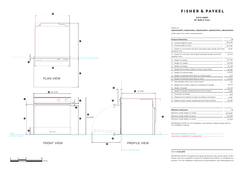 Page n°1 - Fiche technique Fisher & Paykel OB24SCDEPX1