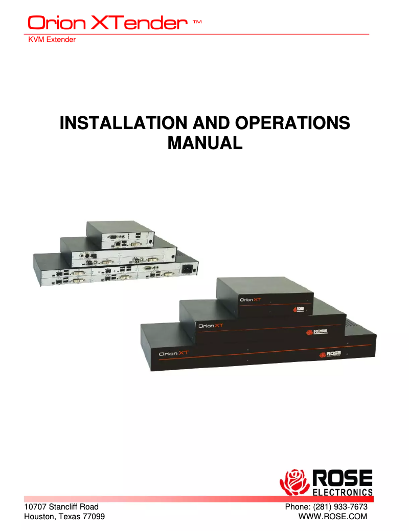 Page 1 de la notice Manuel utilisateur Rose Electronics Orion XTender