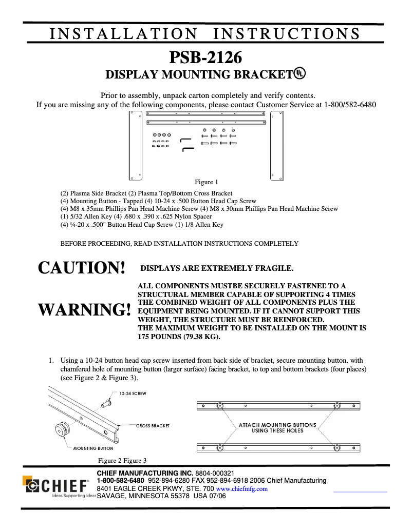 Page 1 de la notice Manuel utilisateur Chief PWR2126B