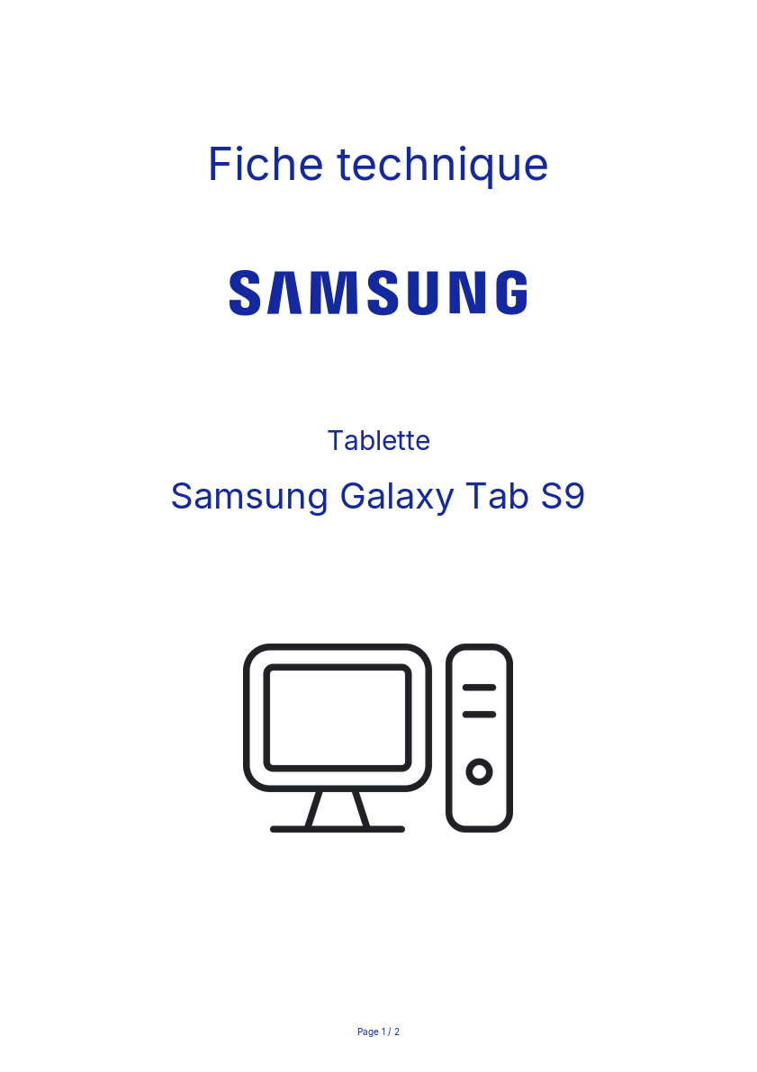 Page n°1 - Fiche technique Samsung Galaxy Tab S9