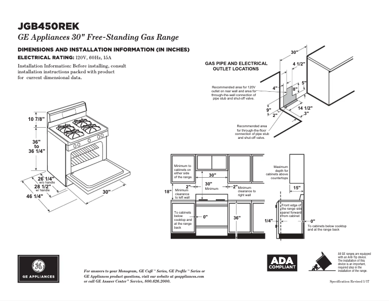 Image de la première page du manuel de l'appareil JGB450REKSS