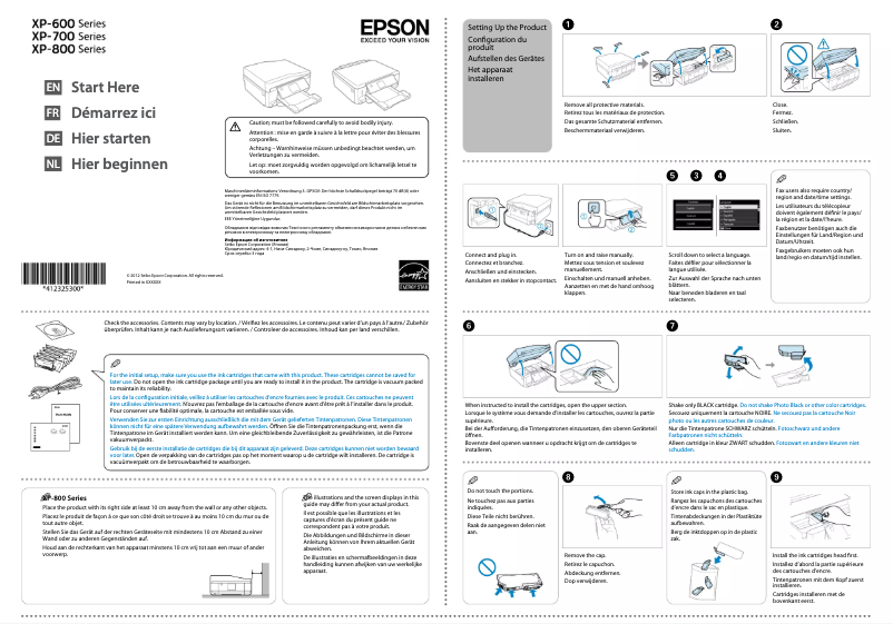 Page n°1 - Guide d'installation Epson Expression Premium XP-600