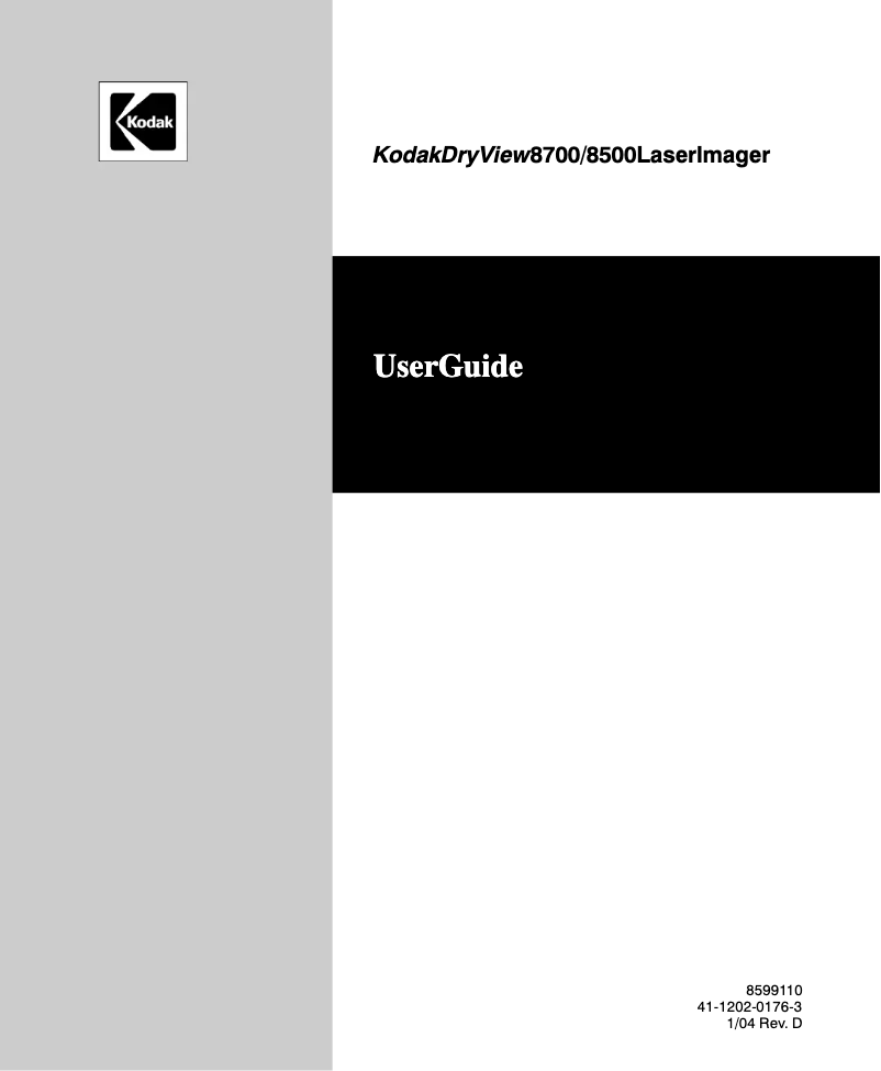 Page n°1 - Manuel utilisateur Kodak DryView 8700