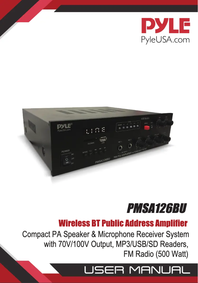 Page n°1 - Manuel utilisateur Pyle PMSA126BU