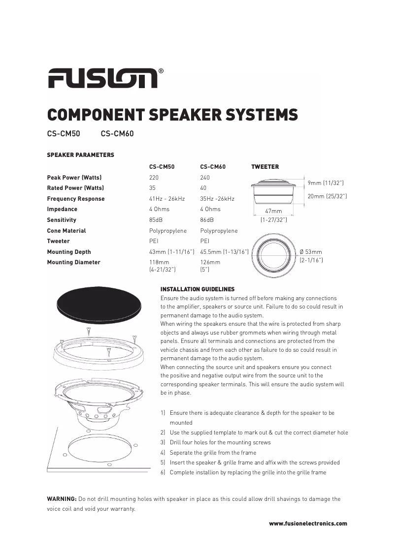Page n°1 - Manuel utilisateur Fusion CS-CM50