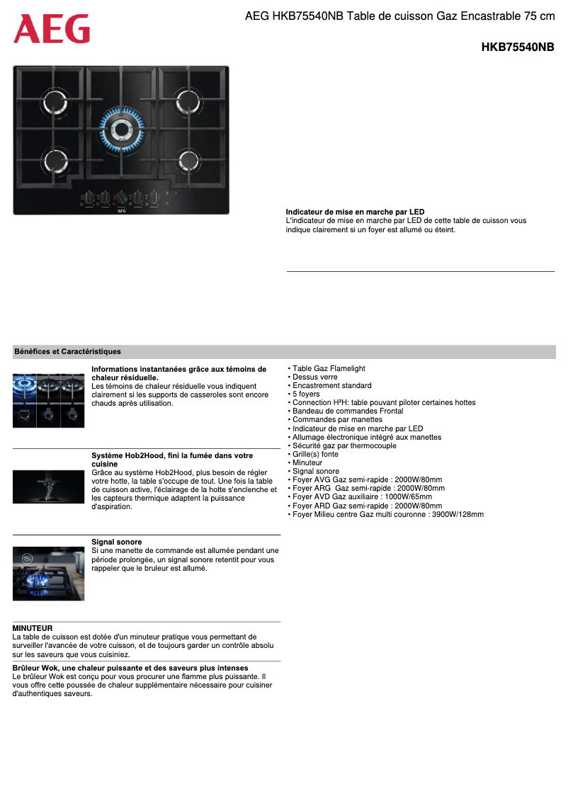 Página 1 del manual Ficha técnica AEG HKB75540NB