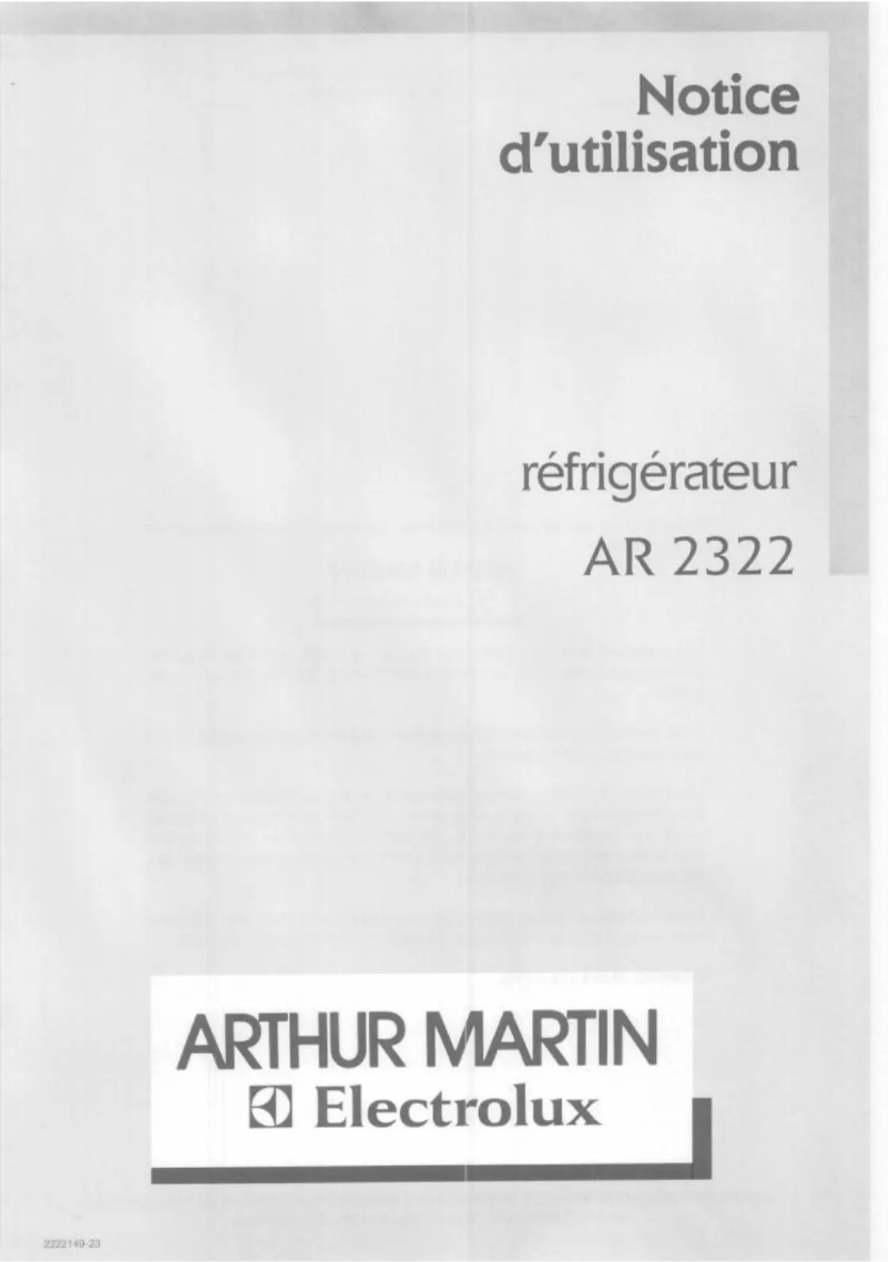 Page 1 de la notice Manuel utilisateur Arthur Martin-Electrolux AR2322W