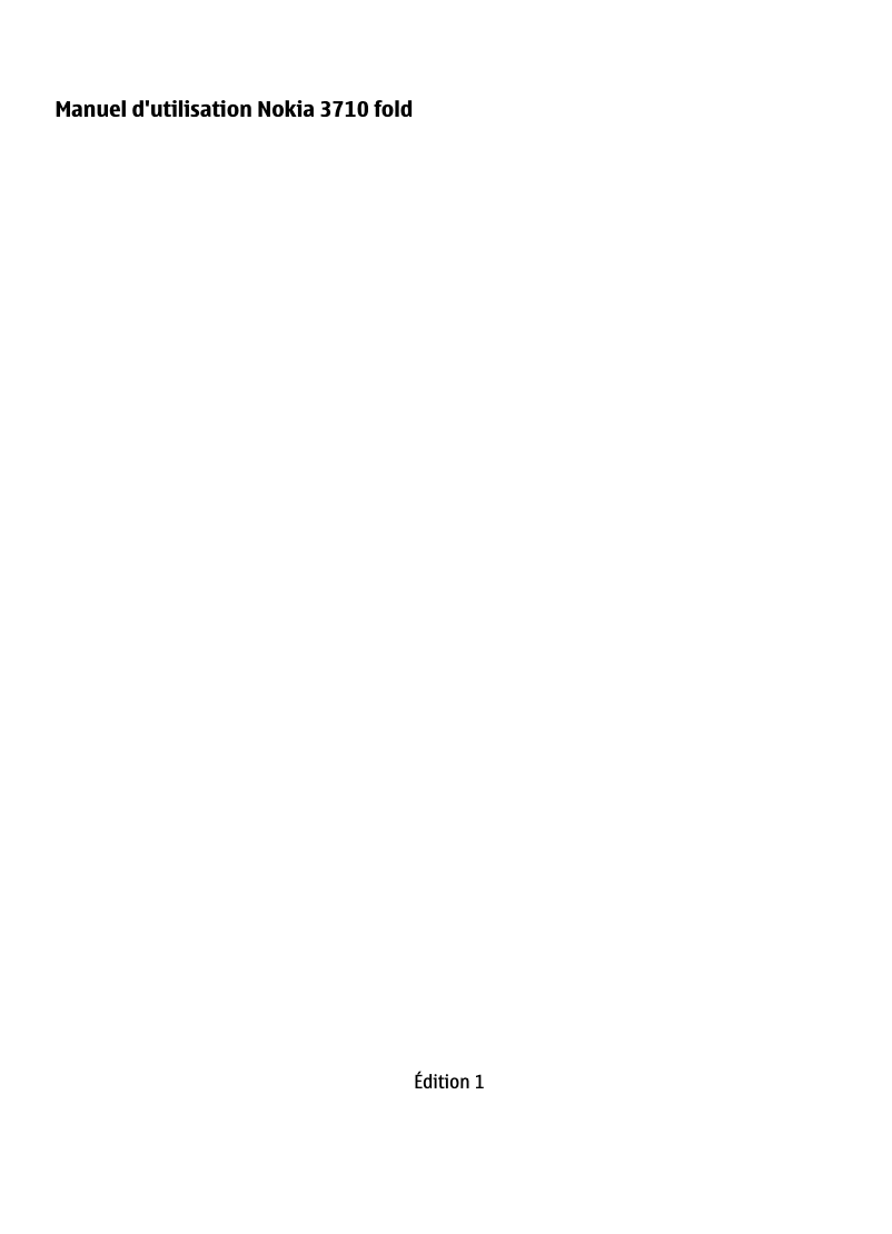 Page 1 de la notice Manuel utilisateur Nokia 3710 fold