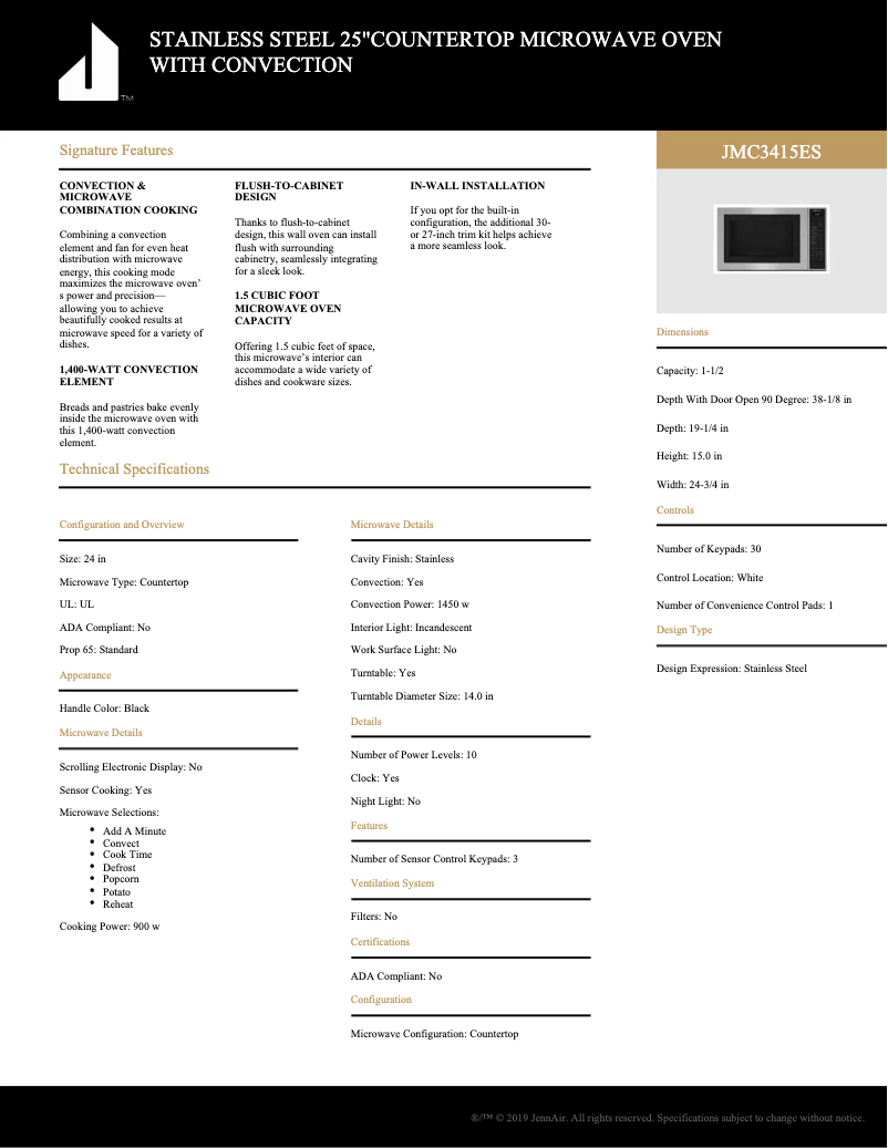 Image de la première page du manuel de l'appareil JMC3415ES