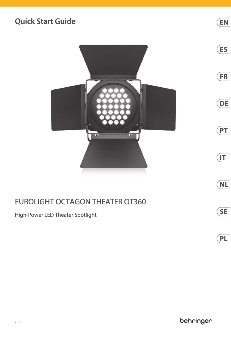 Page 1 de la notice Guide de démarrage rapide Behringer Eurolight Octagon Theater OT360