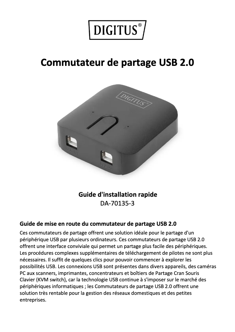 Image de la première page du manuel de l'appareil DA-70135-3