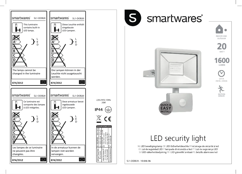 Page 1 de la notice Manuel utilisateur Smartwares 10.046.96