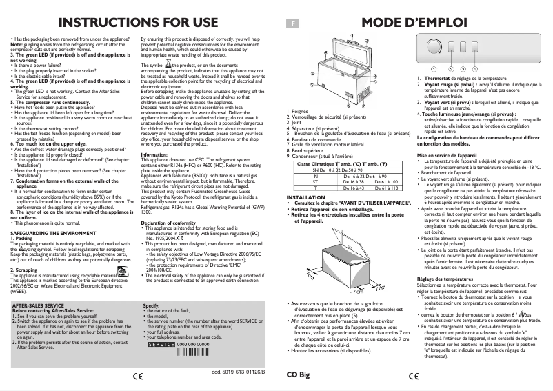 Page 1 de la notice Manuel utilisateur Whirlpool AFG 6352/1 A