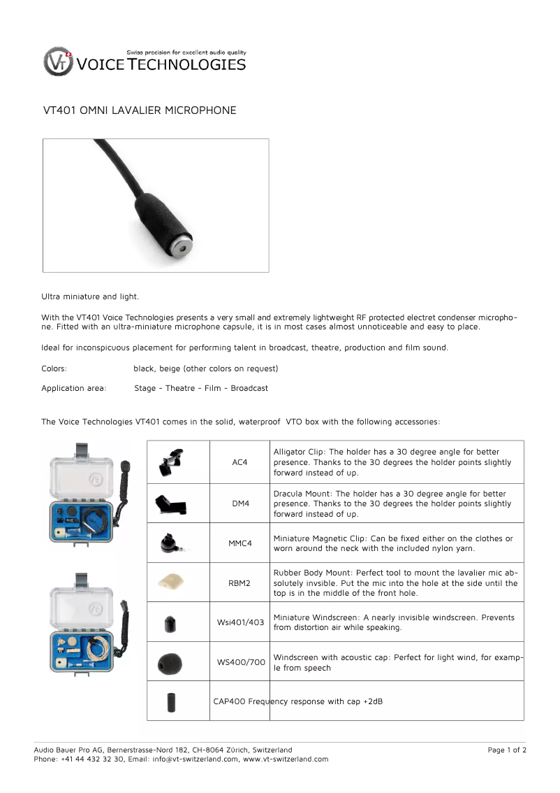 Page n°1 - Manuel utilisateur Voice Technologies VT401