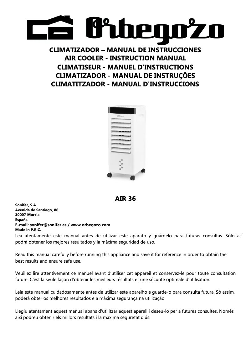 Image de la première page du manuel de l'appareil AIR 36