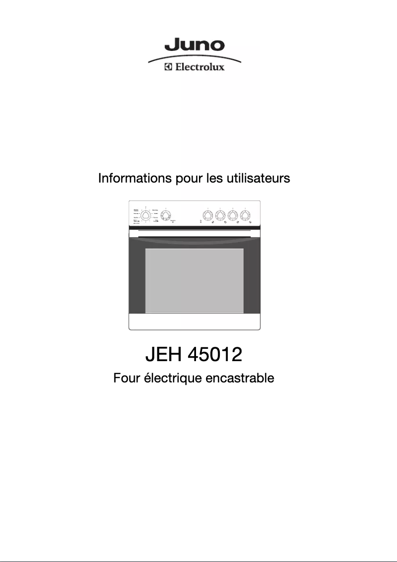 Page 1 de la notice Manuel utilisateur Juno Electrolux JEH45012E