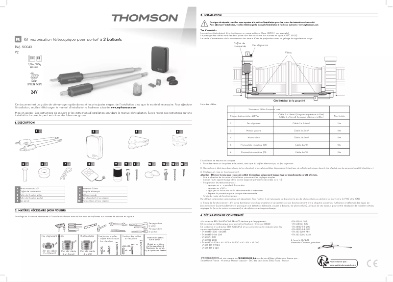 Page 1 de la notice Guide d'installation Thomson 510040