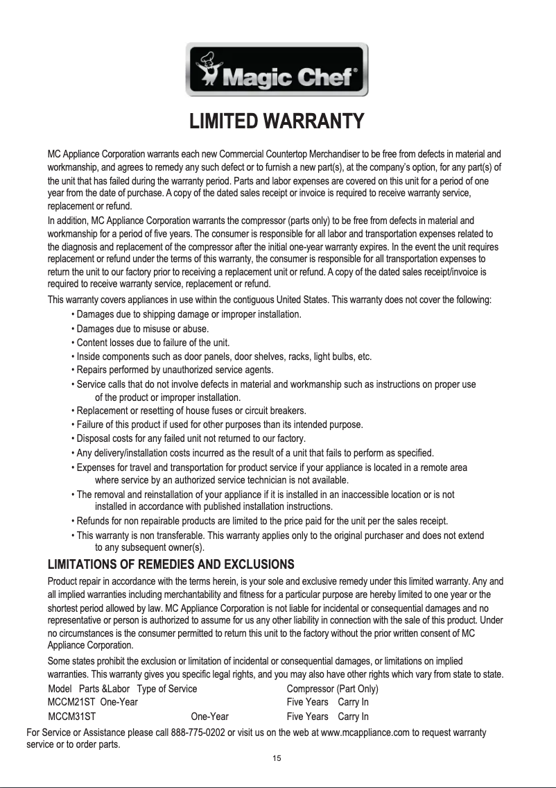 Imagen de la primera página del manual del dispositivo MCCM21ST