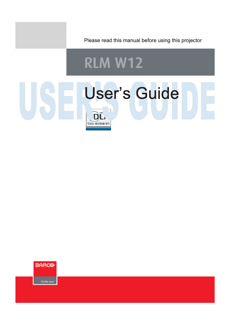 Page 1 de la notice Manuel utilisateur Barco RLM-W12