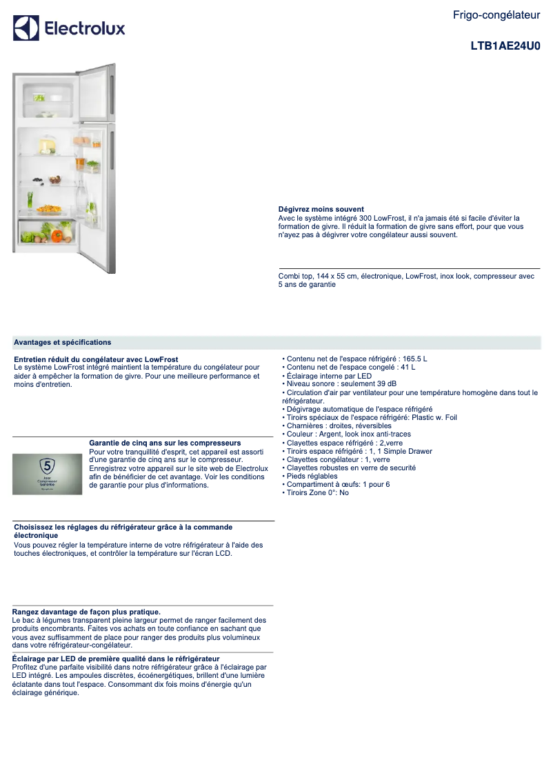 Image de la première page du manuel de l'appareil LTB1AE24U0