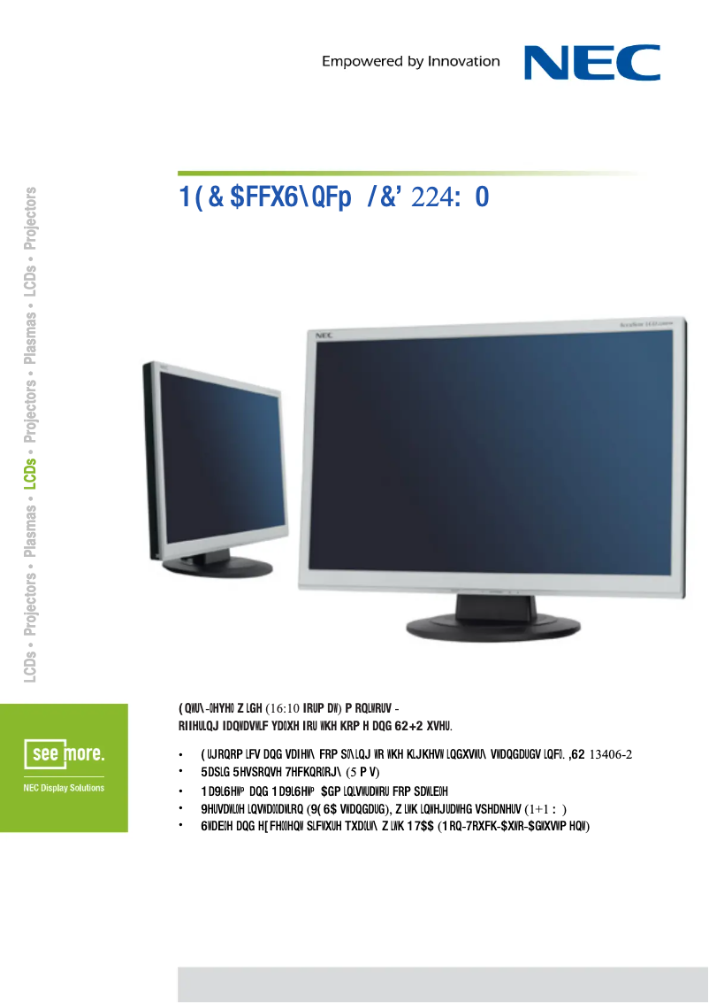 Page 1 de la notice Fiche technique NEC AccuSync LCD224WM