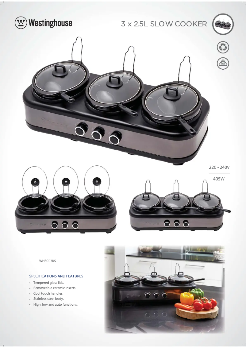 Page 1 de la notice Fiche technique Westinghouse WHSC07KS