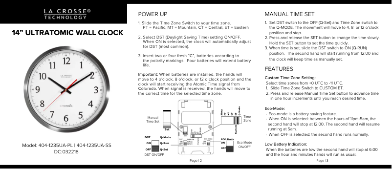 Page 1 de la notice Manuel utilisateur La Crosse Technology 404-1235UA-PL