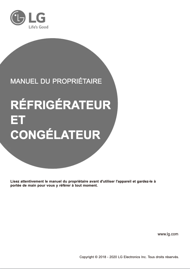 Page 1 de la notice Manuel utilisateur LG GTF8659PS