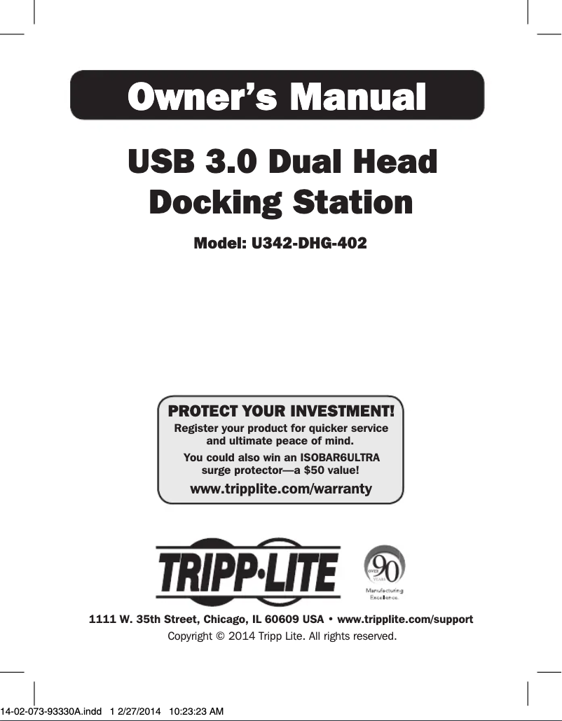 Page 1 de la notice Manuel utilisateur Tripp Lite U342-DHG-402