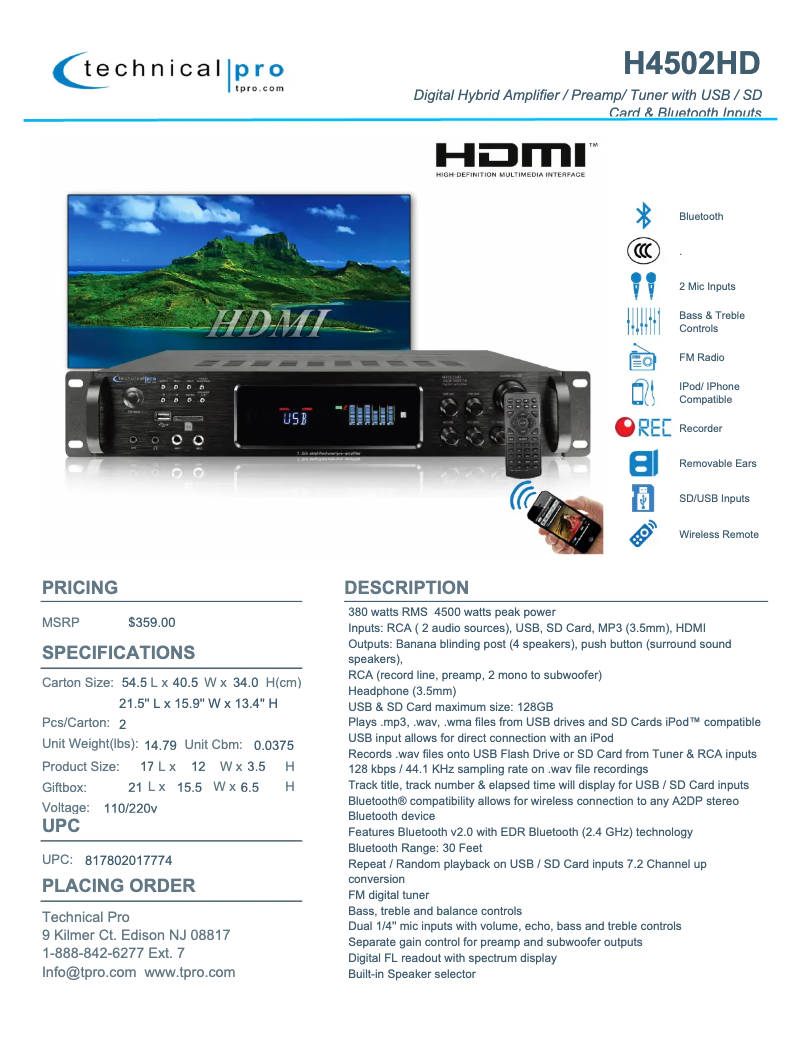 Image de la première page du manuel de l'appareil H4502HD