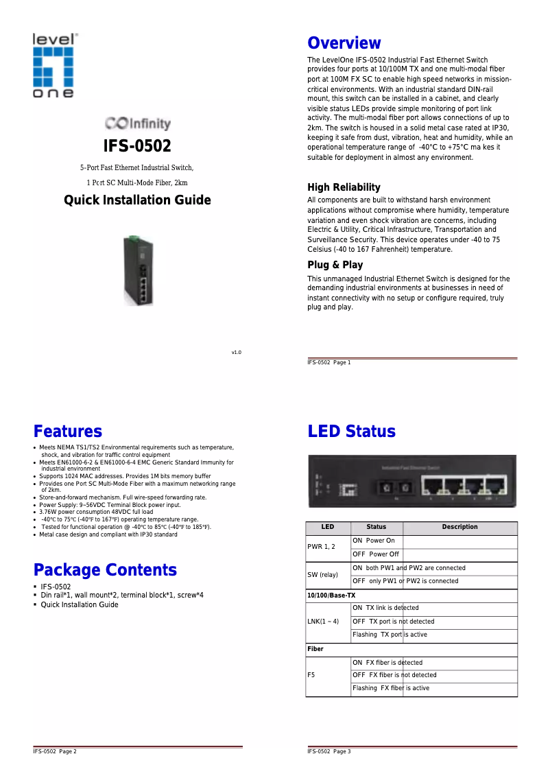 Página 1 del manual Manual de usuario LevelOne IFS-0501