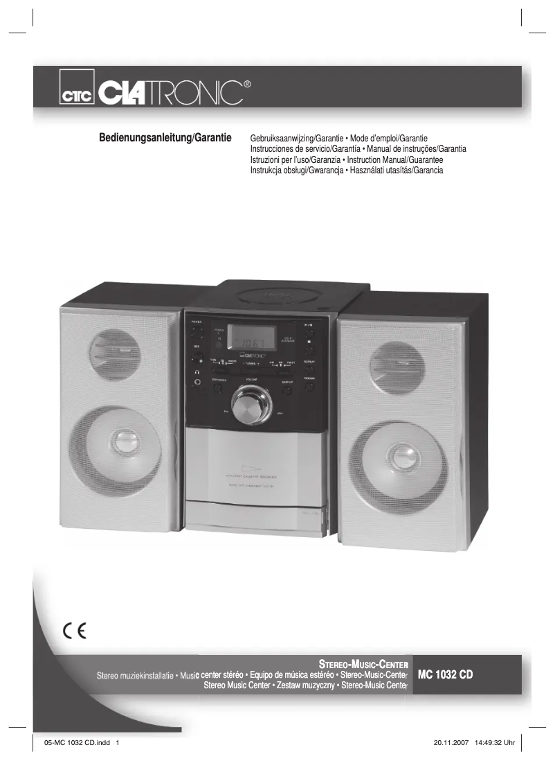 Page 1 de la notice Manuel utilisateur Clatronic MC 1032