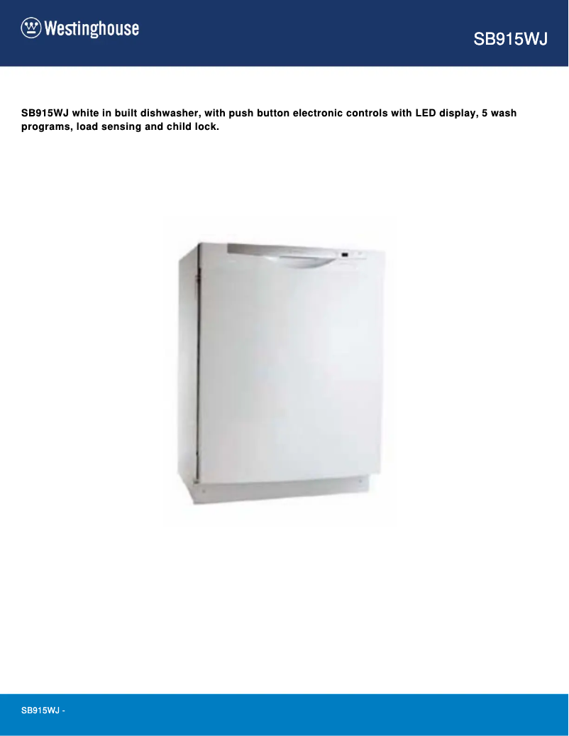 Page n°1 - Manuel utilisateur Westinghouse SB915WJ