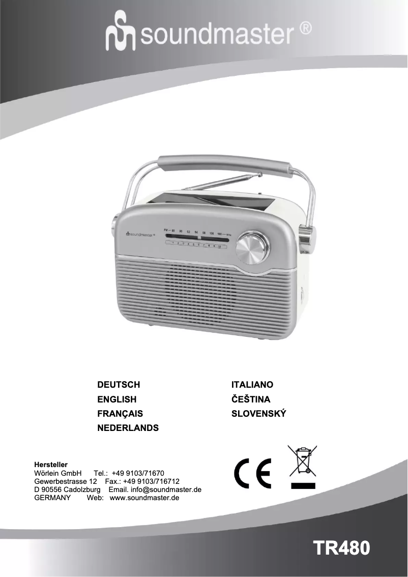 Page n°1 - Manuel utilisateur Soundmaster TR480