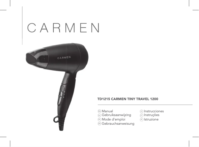 Page 1 de la notice Manuel utilisateur Carmen Tiny Travel 1200 TD1215