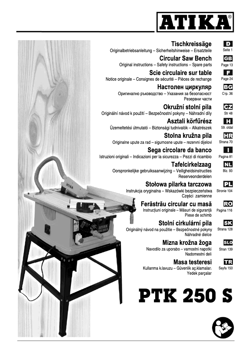 Page 1 de la notice Manuel utilisateur ATIKA PTK 250 S