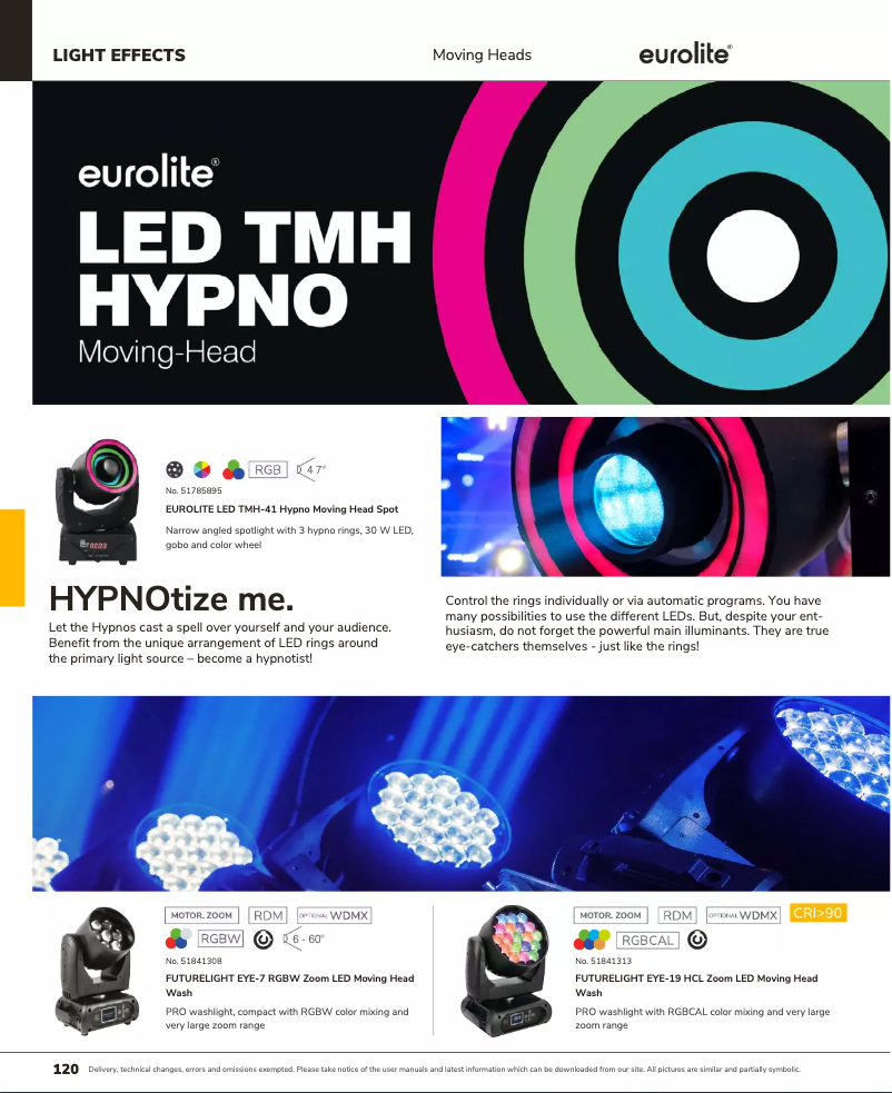 Page 1 de la notice Catalogue Futurelight EYE-19 HCL Zoom