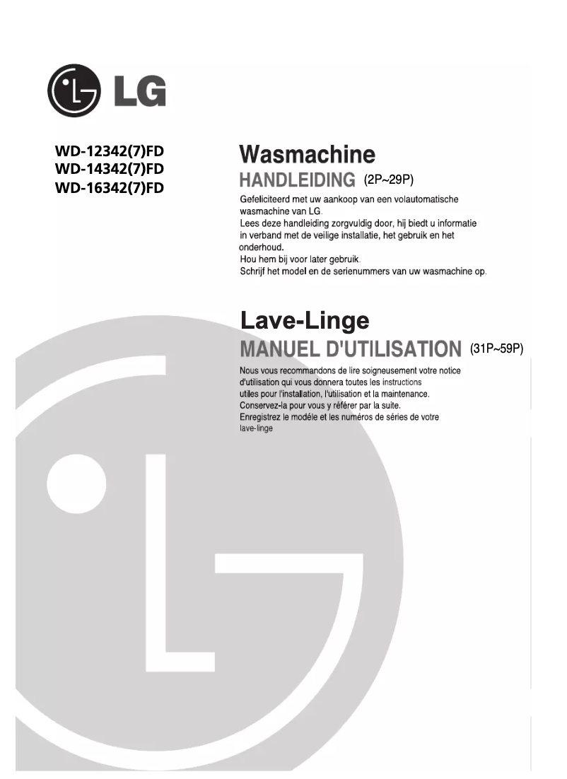 Page 1 de la notice Manuel utilisateur LG WD-14342