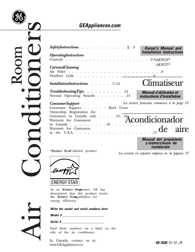 Image de la première page du manuel de l'appareil AKW25DN