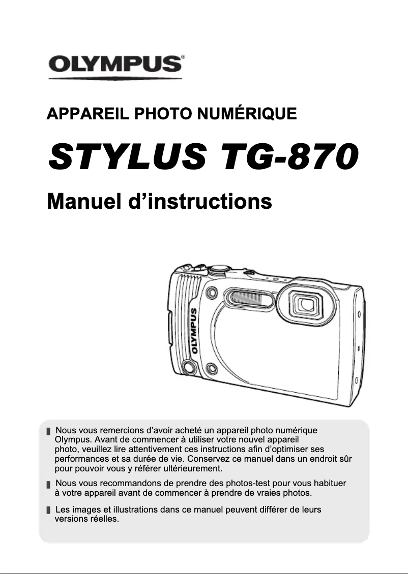 Page n°1 - Manuel utilisateur Olympus Tough TG-870