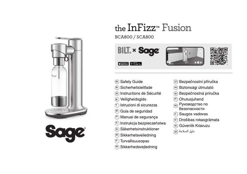 Page n°1 - Manuel utilisateur Sage the InFizz Fusion SCA800