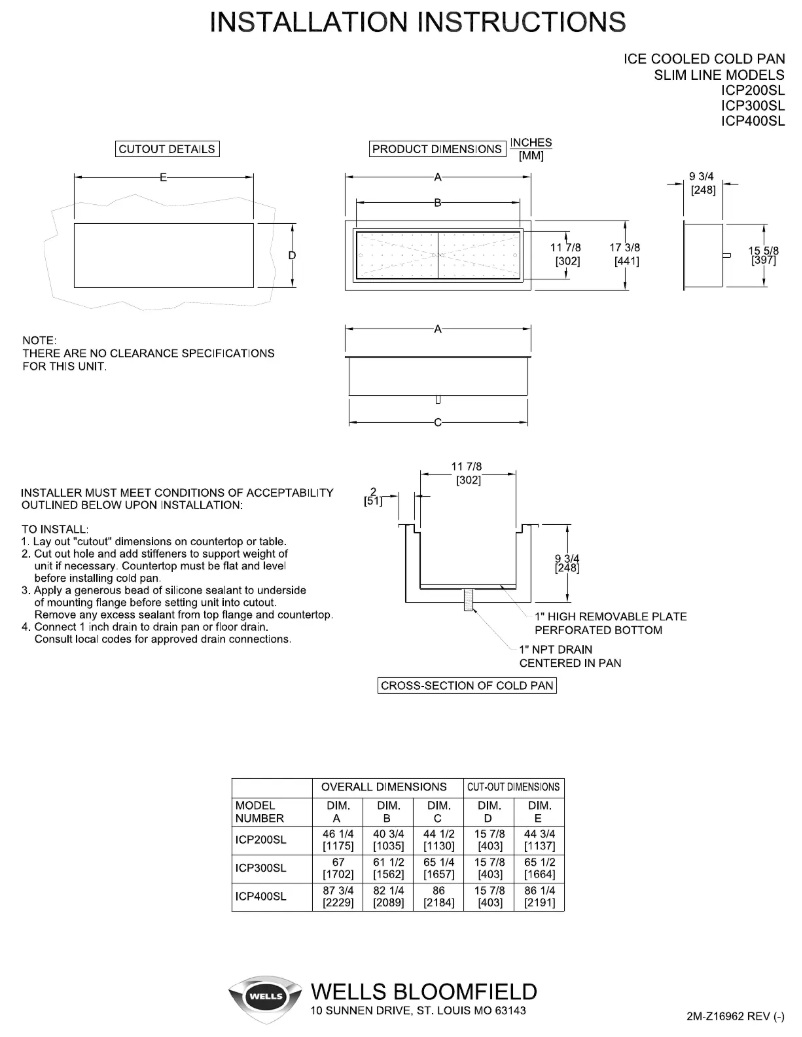 Page n°1 - Manuel utilisateur Wells ICP200SL